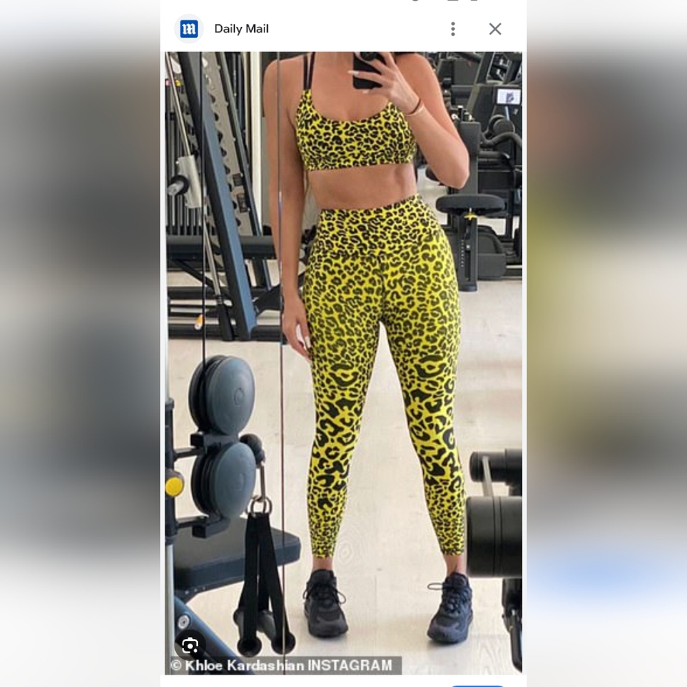 NWOT Yellow Black Animal Print ONA x Carbon38 Leggings Medium cheetah M